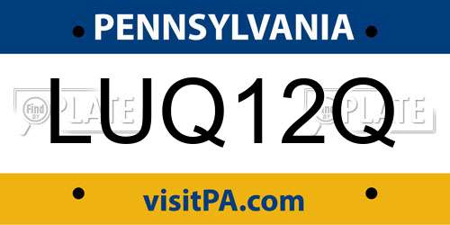 LUQ12Q Pennsylvania License Plate