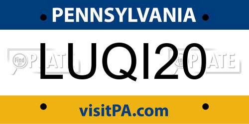 LUQI20 Pennsylvania License Plate