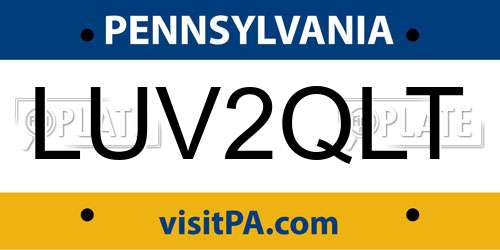 LUV2QLT Pennsylvania License Plate