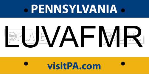 LUVAFMR Pennsylvania License Plate