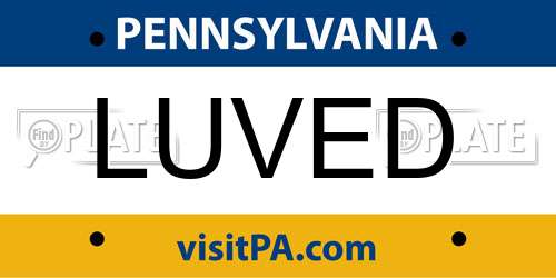 LUVED Pennsylvania License Plate