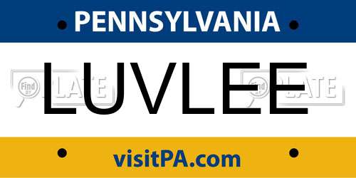 LUVLEE Pennsylvania License Plate