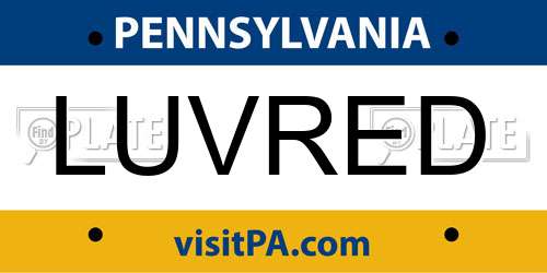 LUVRED Pennsylvania License Plate