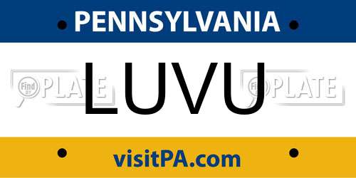 LUVU Pennsylvania License Plate