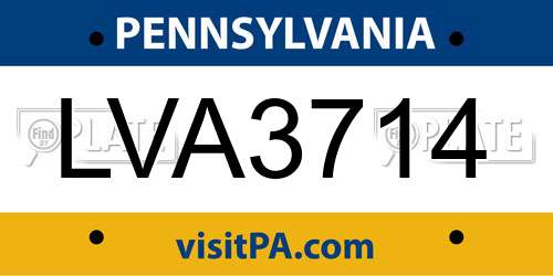 LVA3714 Pennsylvania License Plate