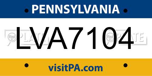 LVA7104 Pennsylvania License Plate