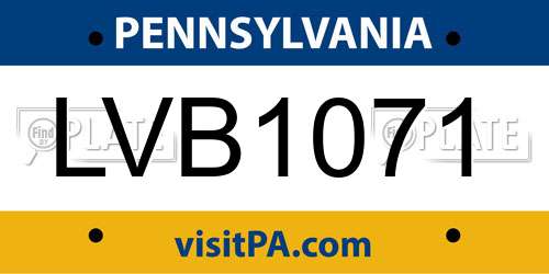 LVB1071 Pennsylvania License Plate