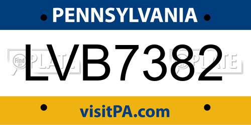 LVB7382 Pennsylvania License Plate