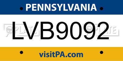 LVB9092 Pennsylvania License Plate