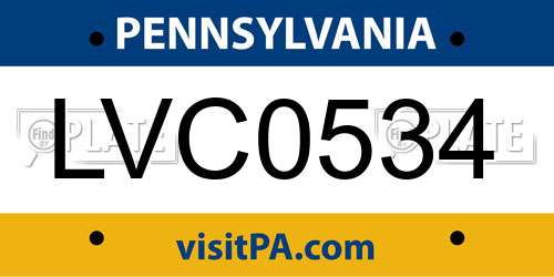 LVC0534 Pennsylvania License Plate