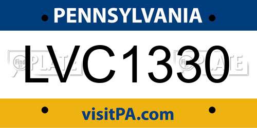 LVC1330 Pennsylvania License Plate