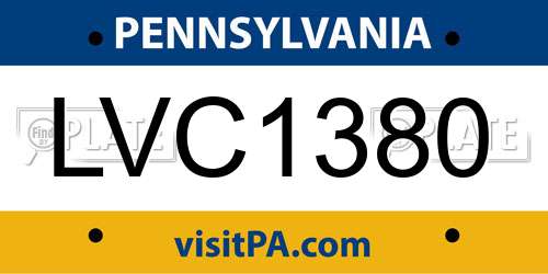 LVC1380 Pennsylvania License Plate