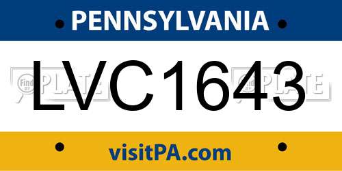 LVC1643 Pennsylvania License Plate