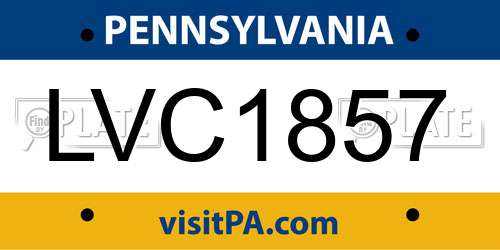 LVC1857 Pennsylvania License Plate