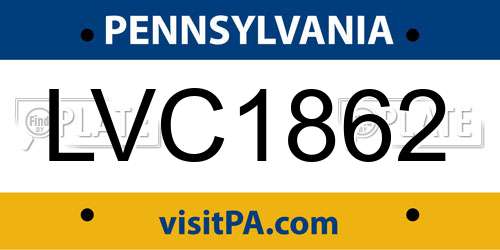 LVC1862 Pennsylvania License Plate