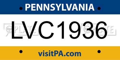 LVC1936 Pennsylvania License Plate