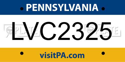 LVC2325 Pennsylvania License Plate