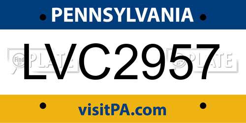 LVC2957 Pennsylvania License Plate