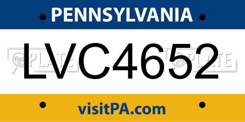 LVC4652 Pennsylvania License Plate