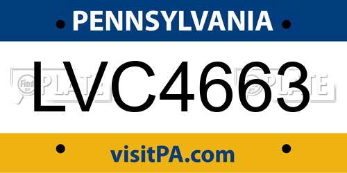 LVC4663 Pennsylvania License Plate
