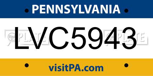 LVC5943 Pennsylvania License Plate