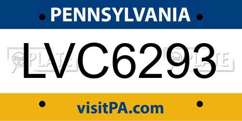 LVC6293 Pennsylvania License Plate