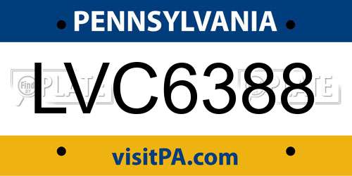 LVC6388 Pennsylvania License Plate