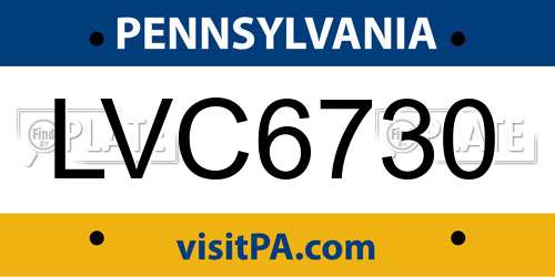 LVC6730 Pennsylvania License Plate