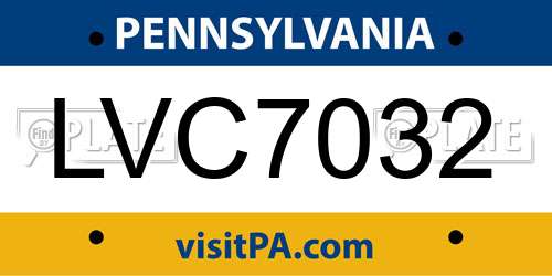 LVC7032 Pennsylvania License Plate