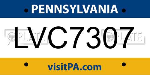 LVC7307 Pennsylvania License Plate