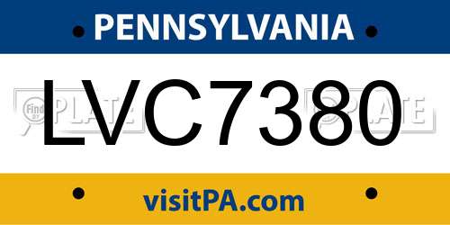 LVC7380 Pennsylvania License Plate