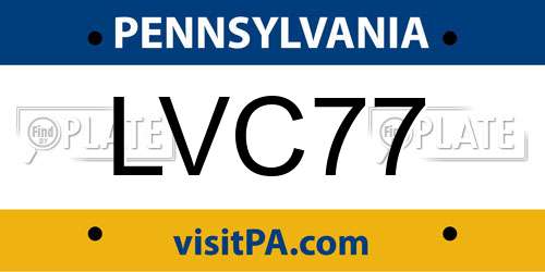 LVC77 Pennsylvania License Plate