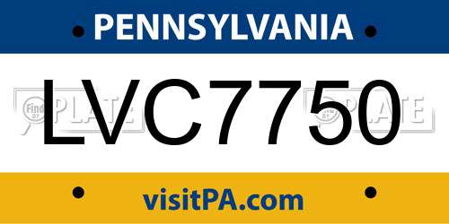 LVC7750 Pennsylvania License Plate