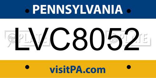 LVC8052 Pennsylvania License Plate