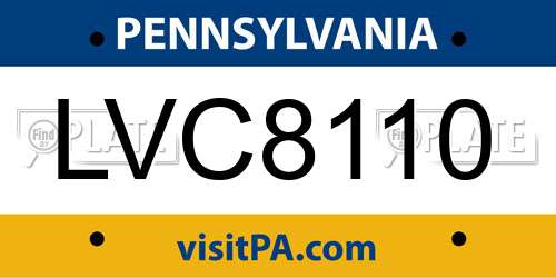 LVC8110 Pennsylvania License Plate