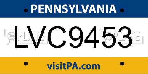 LVC9453 Pennsylvania License Plate
