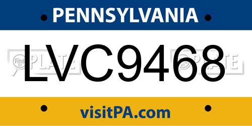 LVC9468 Pennsylvania License Plate