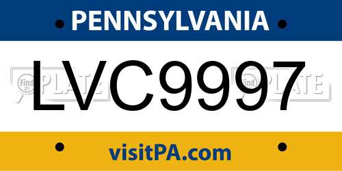 LVC9997 Pennsylvania License Plate
