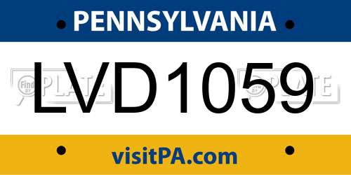 LVD1059 Pennsylvania License Plate