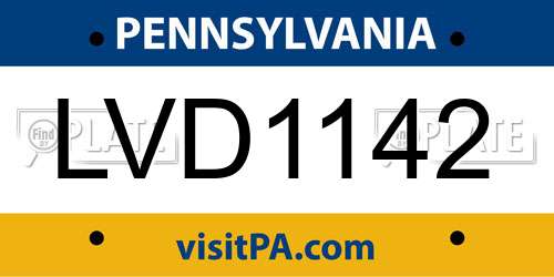 LVD1142 Pennsylvania License Plate