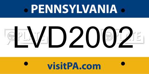 LVD2002 Pennsylvania License Plate