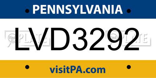 LVD3292 Pennsylvania License Plate