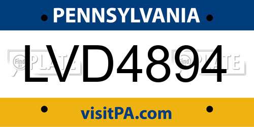 LVD4894 Pennsylvania License Plate