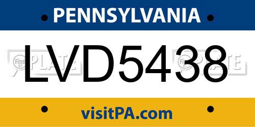 LVD5438 Pennsylvania License Plate