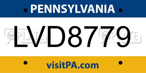 LVD8779 Pennsylvania License Plate