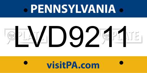 LVD9211 Pennsylvania License Plate