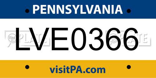 LVE0366 Pennsylvania License Plate