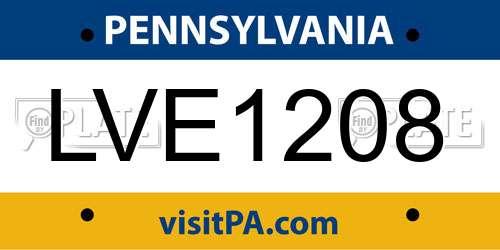 LVE1208 Pennsylvania License Plate