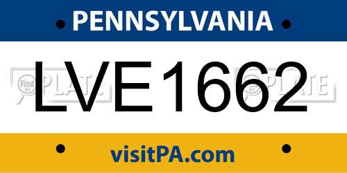 LVE1662 Pennsylvania License Plate