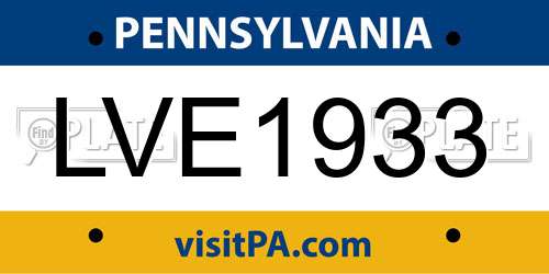 LVE1933 Pennsylvania License Plate